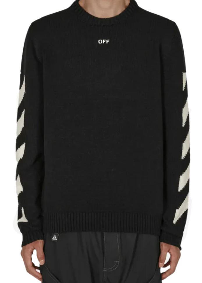 Off-White Diag Arrow Knit Crewneck Black Medium Brand New