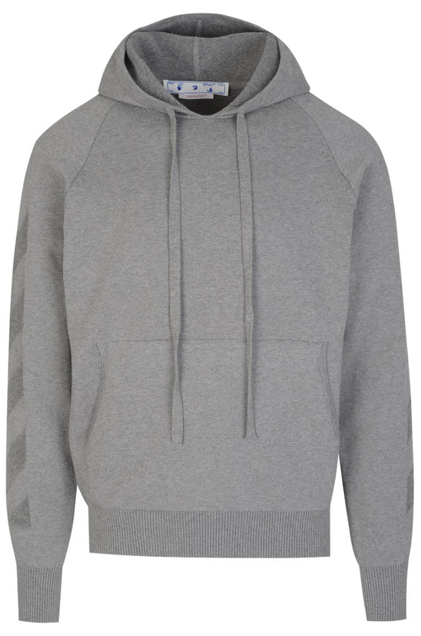 Off-White Diag Arrow Knit Hoodie Grey Large Brand New