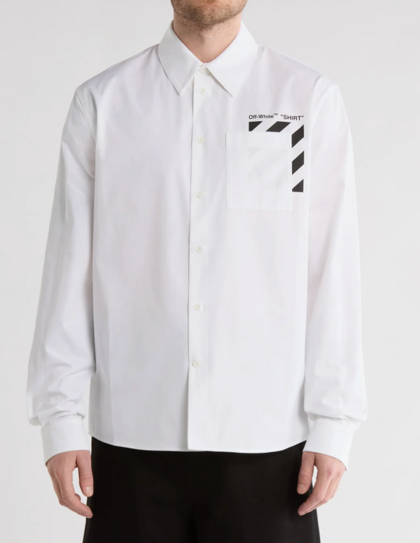 Off-White Diagonal Pocket Button Up Shirt White Large Brand New