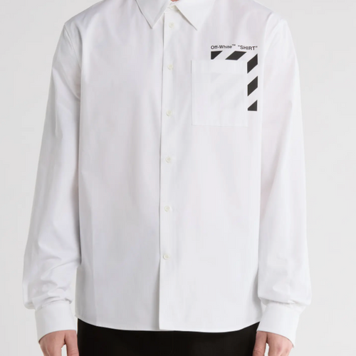 Off-White Diagonal Pocket Button Up Shirt White Medium Brand New