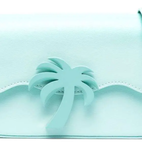 Palm Angels Palm Beach Bridge Leather Turquoise Shoulder Bag (MSRP: $1010)