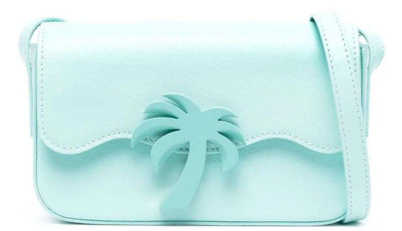 Palm Angels Palm Beach Bridge Leather Turquoise Shoulder Bag (MSRP: $1010)