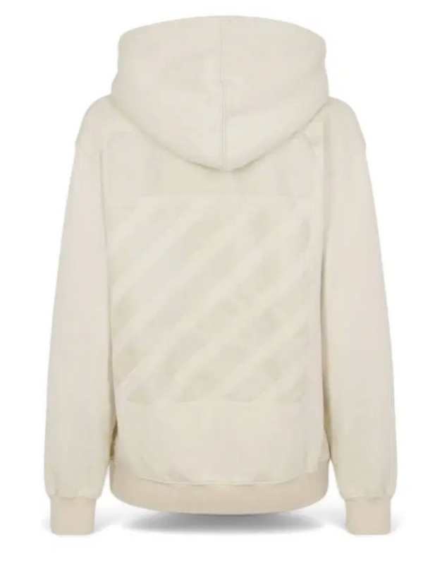 Off-White Womens Diag Reg Zip Up Hoodie Beige Medium Brand New