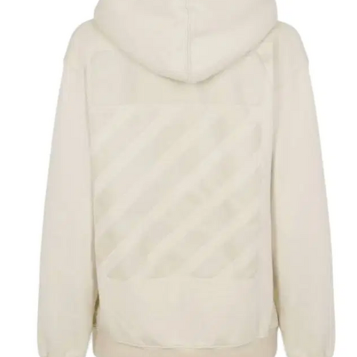 Off-White Womens Diag Reg Zip Up Hoodie Beige Medium Brand New