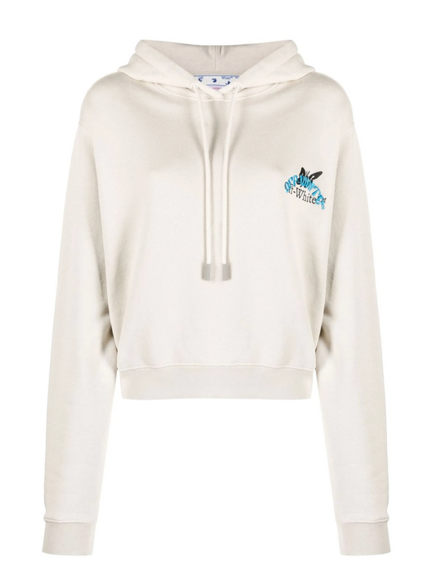 Off-White Womens Butterfly Embroidered Hoodie Beige Small Brand New
