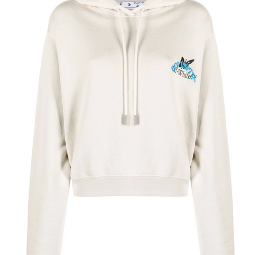 Off-White Womens Butterfly Embroidered Hoodie Beige Small Brand New