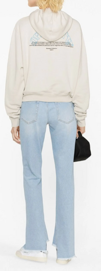 Off-White Womens Butterfly Embroidered Hoodie Beige Small Brand New
