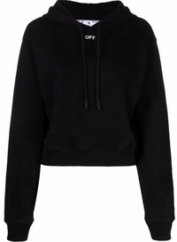 Off-White Womens Off Stamp Cropped Hoodie Black Large Brand New