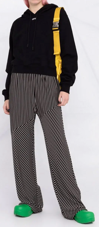 Off-White Womens Off Stamp Cropped Hoodie Black Large Brand New