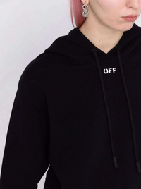 Off-White Womens Off Stamp Cropped Hoodie Black Large Brand New