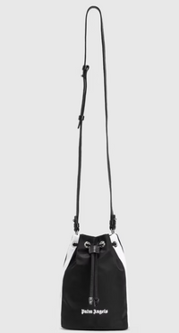 Palm Angels Venice Stiped Track Drawstring Black Bag (MSRP: $560)