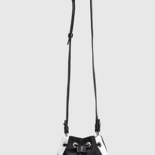 Palm Angels Venice Stiped Track Drawstring Black Bag (MSRP: $560)