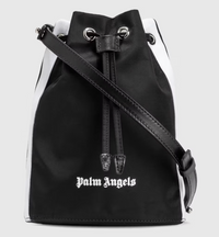 Palm Angels Venice Stiped Track Drawstring Black Bag (MSRP: $560)