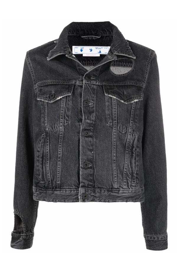 Off-White Meteor Denim Jacket Dark Grey 36 Brand New