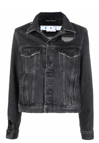 Off-White Meteor Denim Jacket Dark Grey 36 Brand New