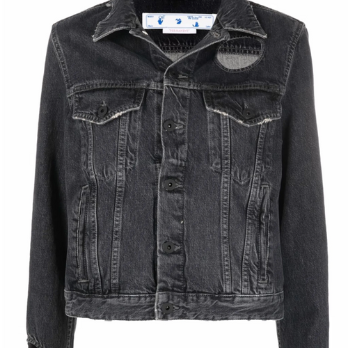 Off-White Meteor Denim Jacket Dark Grey 36 Brand New