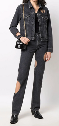 Off-White Meteor Denim Jacket Dark Grey 36 Brand New