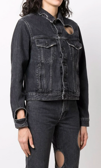 Off-White Meteor Denim Jacket Dark Grey 36 Brand New