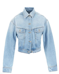 Off-White Toy Box Bleach Crop Jacket Light Blue 38 Brand New