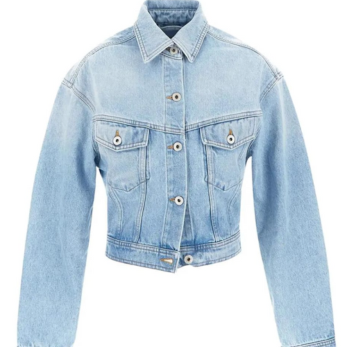 Off-White Toy Box Bleach Crop Jacket Light Blue 38 Brand New