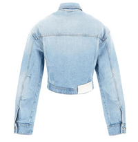 Off-White Toy Box Bleach Crop Jacket Light Blue 38 Brand New