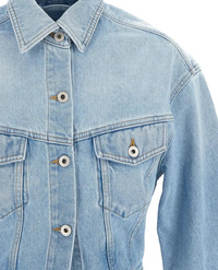 Off-White Toy Box Bleach Crop Jacket Light Blue 38 Brand New