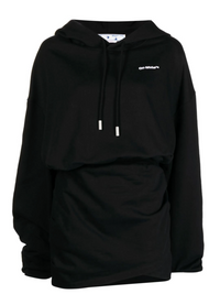 Off-White Womens For All Hooded Sweatdress Black Medium Brand New