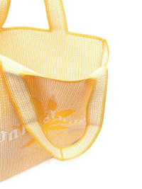 Palm Angels Weed Rafia Shopper Yellow/White Tote Bag (MSRP: $600)