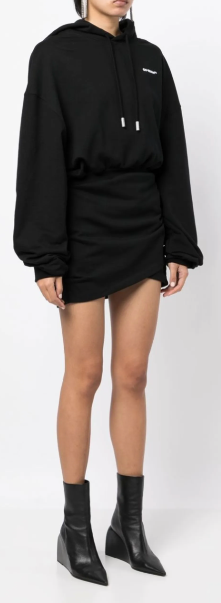 Off-White Womens For All Hooded Sweatdress Black Medium Brand New
