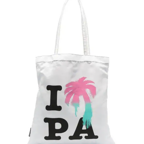 Palm Angels "I Love PA" Silver Shopping Tote Bag (MSRP: $600)