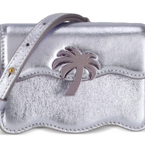 Palm Angels Metallic Silver Leather Micro Crossbody Bag (MSRP: $740)