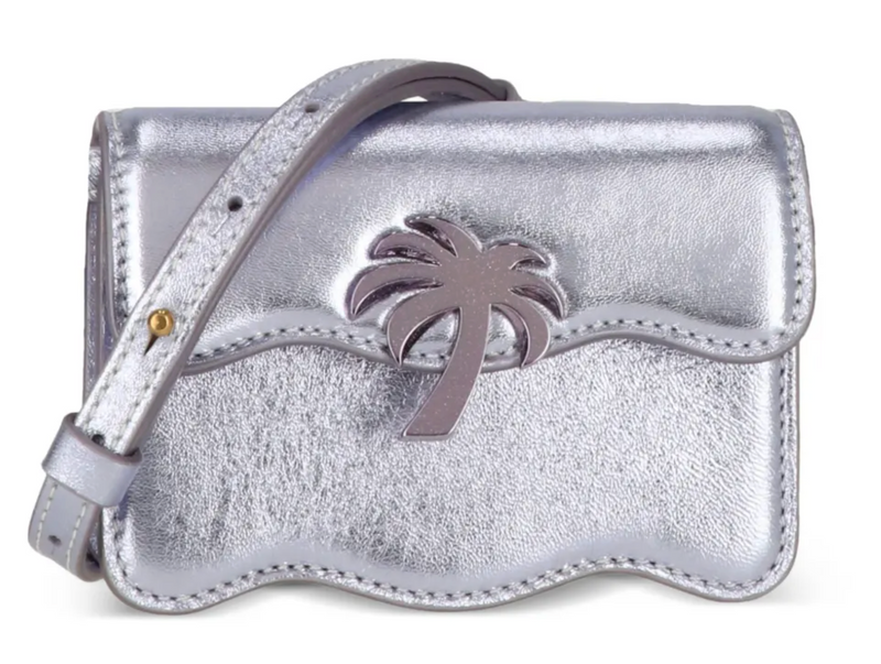 Palm Angels Metallic Silver Leather Micro Crossbody Bag (MSRP: $740)