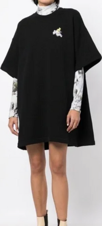 Off-White Flower Arrow Snap Tee Sweater Dress Black Medium Brand New