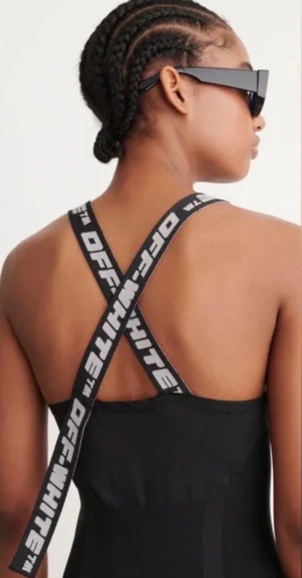 Off-White Womens Logo Band Tank Dress Black 36 Brand New