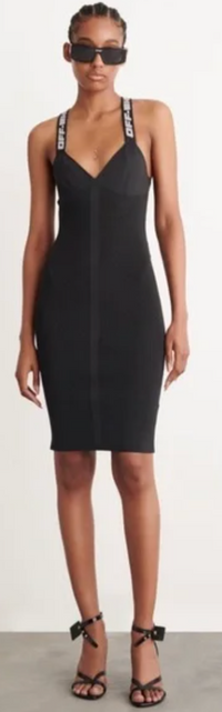 Off-White Womens Logo Band Tank Dress Black 36 Brand New