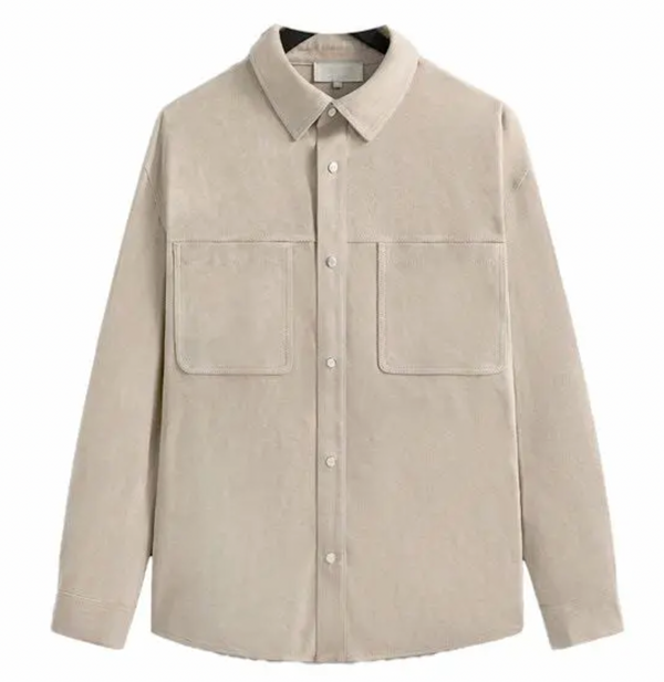 Kith Suede Heavyweight Apollo Shirt "Grain Grey" Size Medium
