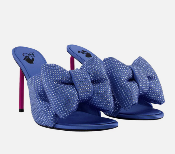 Off-White Womens Strass Bow Pop Allen Mule Blue Fuchsia 37 Brand New