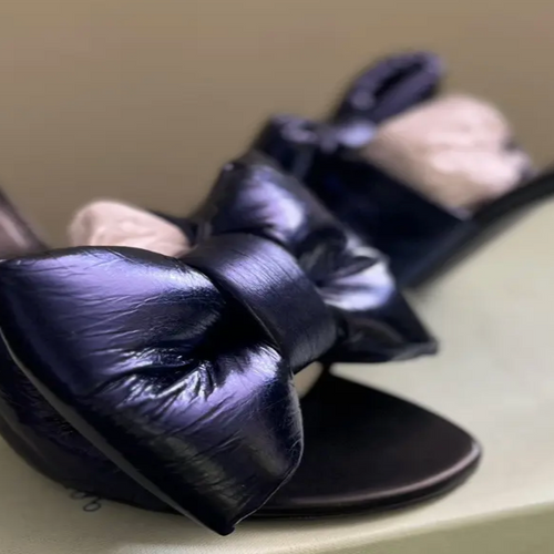 Off-White Womens H-Day Glitter Bow Allen Mule Blue 36 Brand New