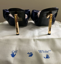 Off-White Womens H-Day Glitter Bow Allen Mule Blue 36 Brand New