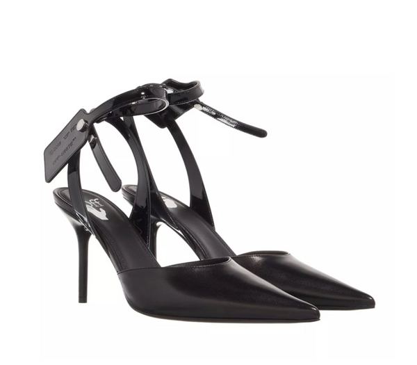 Off-White Womens Nappa Varnish Zip Tie Sabot Black 36 Brand New