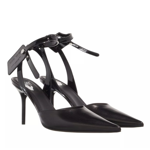 Off-White Womens Nappa Varnish Zip Tie Sabot Black 36 Brand New
