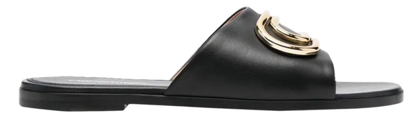 Off-White Womens Gold Paperclip Nappa Slider Black Gold 36 Brand New