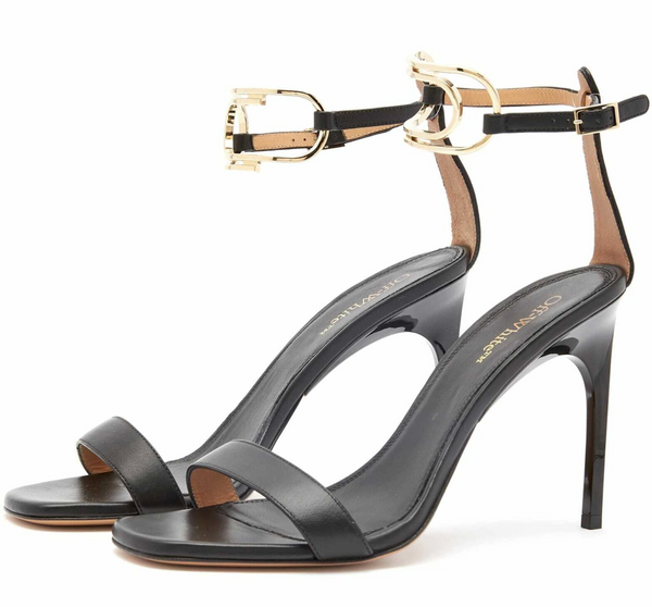 Off-White Womens Gold Paperclip Leather High Sandal 36 Brand New