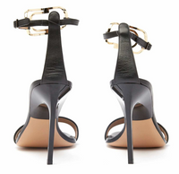 Off-White Womens Gold Paperclip Leather High Sandal 36 Brand New