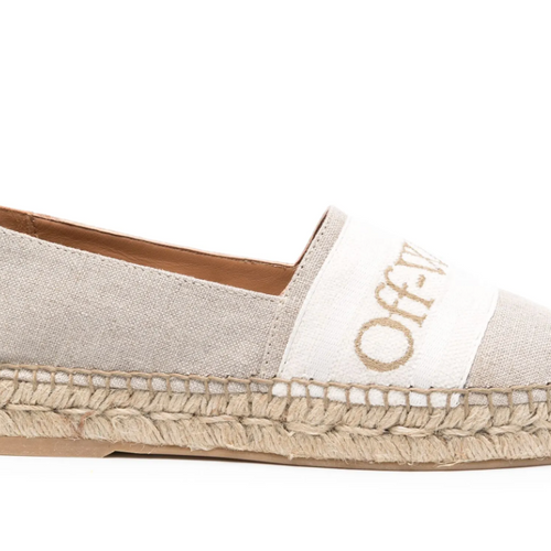 Off-White Womens Bookish Canvas Espadrilles Beige 37 Brand New
