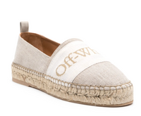 Off-White Womens Bookish Canvas Espadrilles Beige 36 Brand New