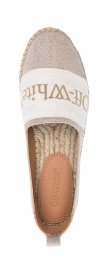 Off-White Womens Bookish Canvas Espadrilles Beige 36 Brand New