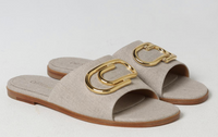 Off-White Womens Gold Paperclip Linen Slide 36 Brand New
