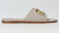 Off-White Womens Gold Paperclip Linen Slide 36 Brand New