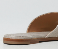 Off-White Womens Gold Paperclip Linen Slide 36 Brand New